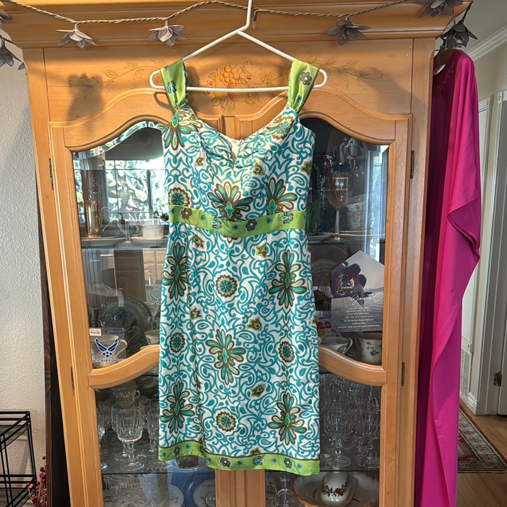 Floral Green and Blue Dress